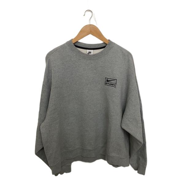 NIKE◇×STUSSY OVERSIZED CREWNECK SWEAT/袖口汚れ/L/GRY/DO9337-063