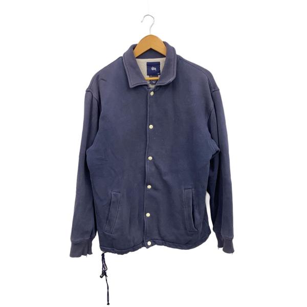 STUSSY◇90s/紺タグ/スナップボタン/アーチロゴ/スタジャン/M/コットン