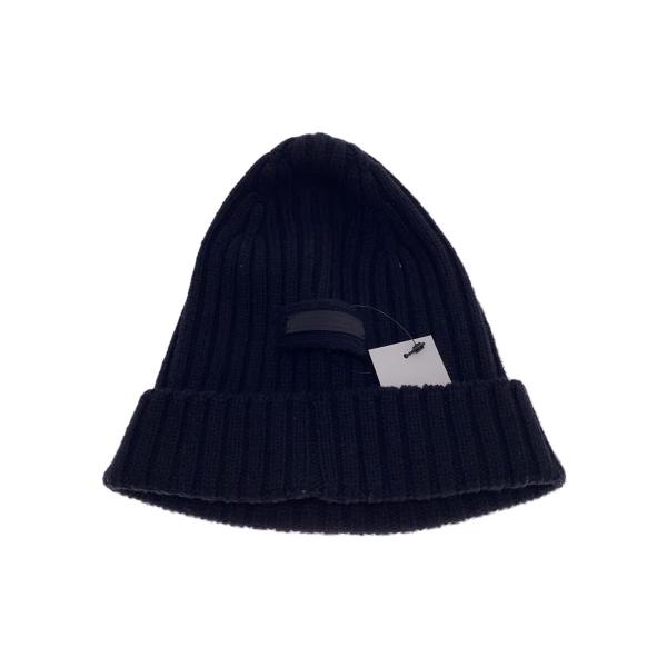 PRADAニットキャップ 大人気】PRADA◇ウール×カシミア ビーニー ニット帽 ロゴ入り (PRADA