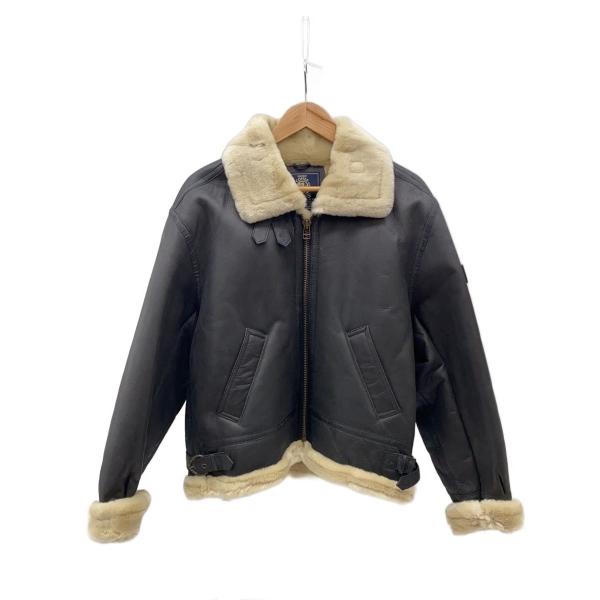 SUNTORY BOSS◇BOSSジャン/B-3/フライトジャケット/M/羊革/BLK/劣化