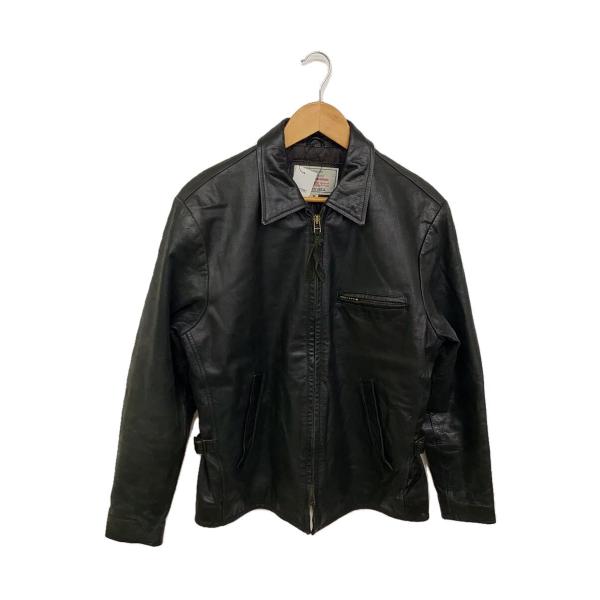 AVIREX レザーシングルライダースジャケット L ブラック 牛革 AVIREX（アヴィレックス） レザーシングルライダースジャケット