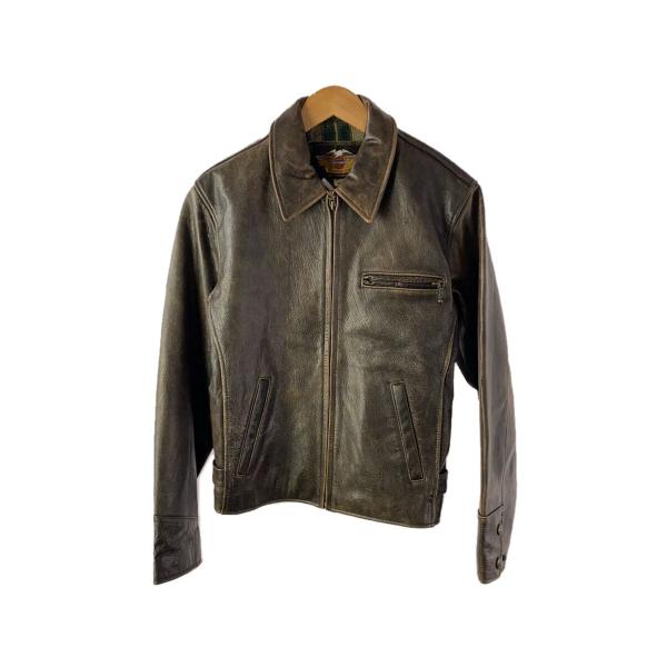 HARLEY DAVIDSON◇シングルライダースジャケット/M/山羊革/BRW/無地