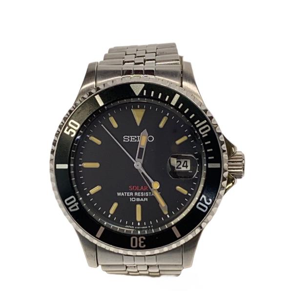 SEIKO◇ソーラー腕時計/アナログ/ステンレス/V157-HADO/ダイバー