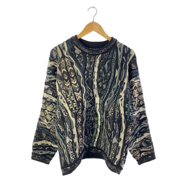 COOGI◇ニット・セーター(薄手)/M/ウール/BLK/総柄 : セカンド COOGI◇ニット・セーター(薄手)/M/ウール/BLK/総柄 : セカンド