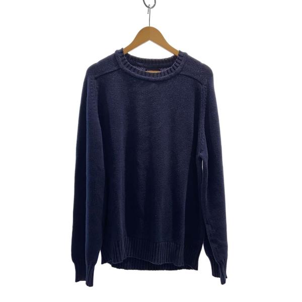 LANDS END◇USA製/ニット・セーター(厚手)/M/コットン/NVY/無地/使用感