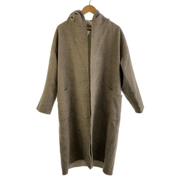 GALERIE VIE◇ウールダブルフェイス フーデッドコート/36/ウール/BRW