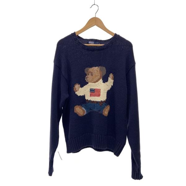 POLO RALPH LAUREN◇ポロベア/HAND KNIT/90s/星条旗/ニット・セーター