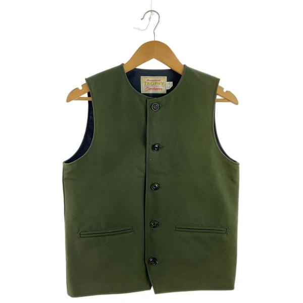 TROPHY CLOTHING オリーブグリーン ベスト サイズ40 TROPHY CLOTHING◇ジレベスト/ベスト/XL/デニム/IDG/ストライプ 【公式