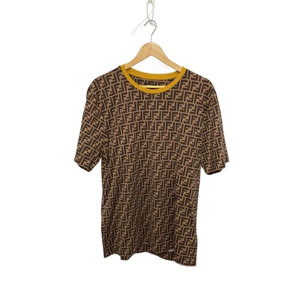 FENDI◇FENDI フェンディ Tシャツ/L/コットン/BRW/総柄/FY0936 A6ZU