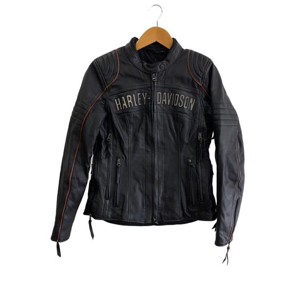 HARLEY DAVIDSON◇シングルライダースジャケット/M/豚革/BLK/無地