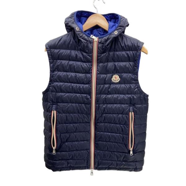 MONCLER ネイビー ダウンベスト MONCLER◇モンクレール/ダウンベスト/FREE/ナイロン/ネイビー/無地/RN
