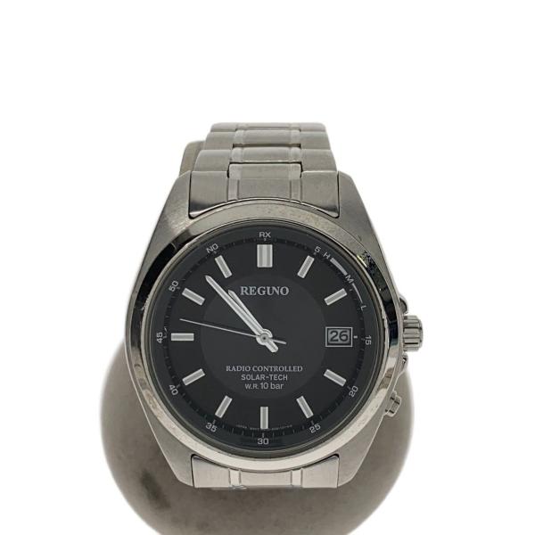 REGUNO◇クォーツ腕時計/アナログ/ステンレス/BLK/SLV/SS : セカンド