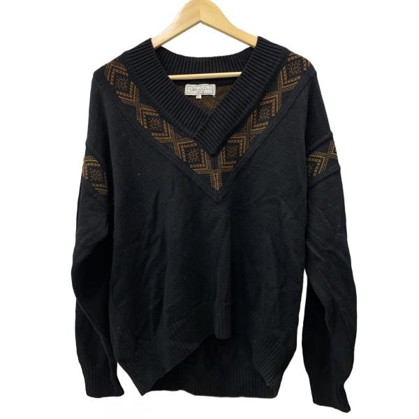 Christian Dior MONSIEUR◇ニット・セーター(厚手)/L/ウール/BLK/無地