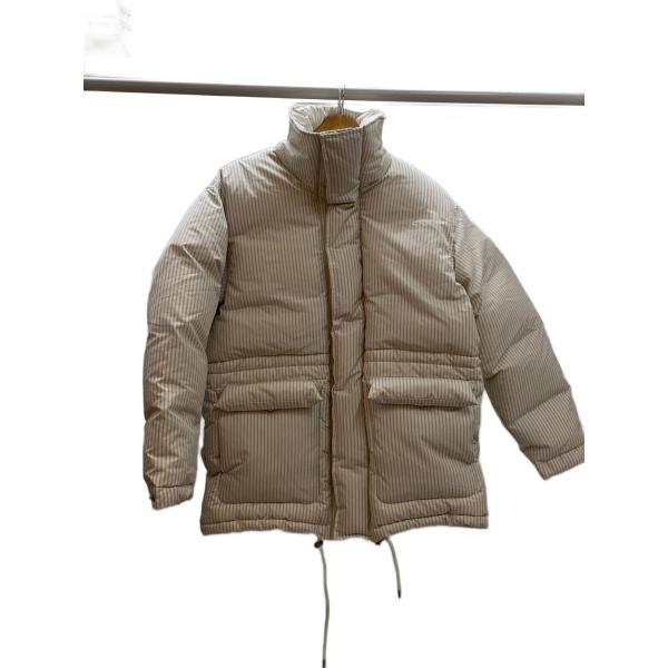 AURALEE◇×TEKLA/ダウンジャケット/4/コットン/ホワイト/ストライプ