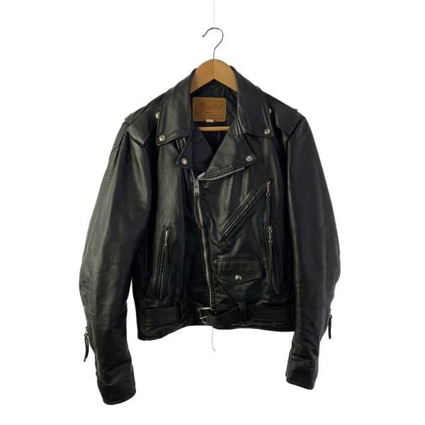 excelled◇ダブルライダースジャケット/36/レザー/BLK : セカンド