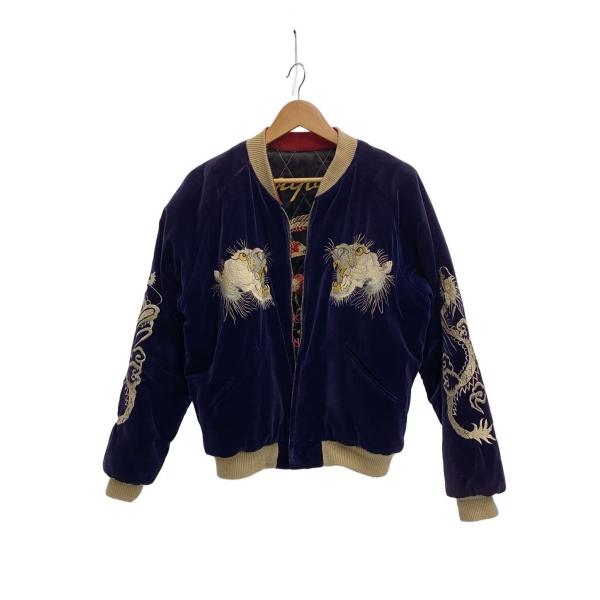 TAILOR 東洋◇リバーシブル 別珍スカジャン/虎/鷹/日本地図/L/コットン