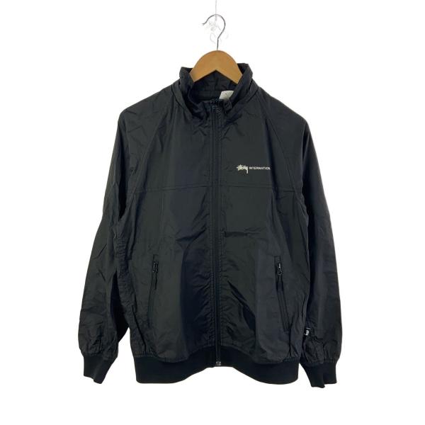 STUSSY◇バックロゴナイロンジャケット/M/ナイロン/BLK/プリント