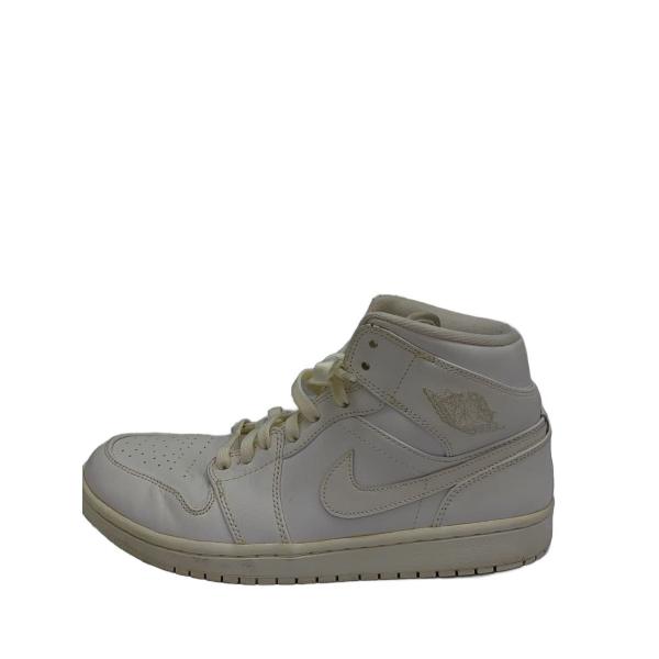 NIKE◆AIR JORDAN 1 MID/エアジョーダンミッド/ホワイト/554724-100/27cm/WHT