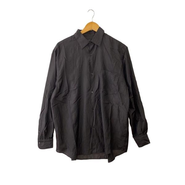 COMOLI 26SS ウールシルク コモリシャツ 2 D01-02017 COMOLI◇26SS/ウールシルクコモリシャツ/長袖シャツ/3/ウール/BLK/無地