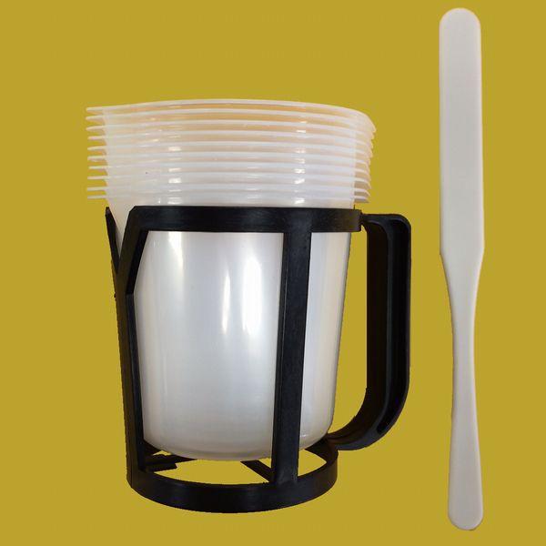 調色容器（計量カップ）　補修用カップ　400ml  (小)セット（容器・スタンド・ミキシングバー）