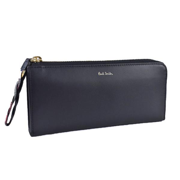 ポールスミス Paul Smith ネイビー L字 財布 牛革 高級感【新品】 ポールスミス 財布 二つ折り財布 L字ファスナー 紺(ネイビー) Paul