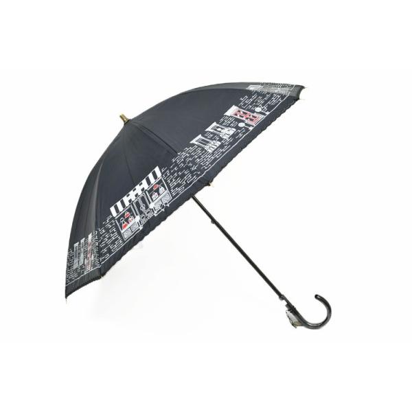 ルルギネス　総刺繍　日傘　黒　ブラック　刺繍 花柄刺繍日傘 ロング