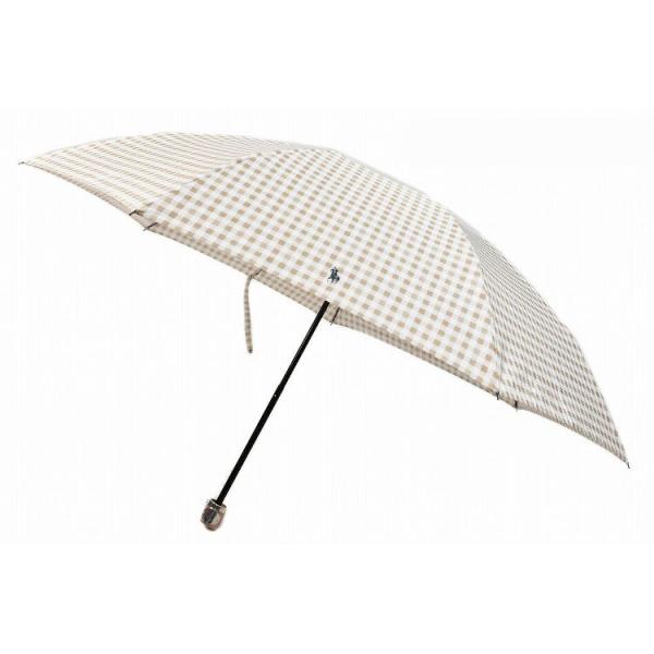 ポロ ラルフローレン 雨傘 折りたたみ 傘 レディース ブランド POLO Ralph Lauren ギンガム チェック ベージュ 55cm 女性 婦人