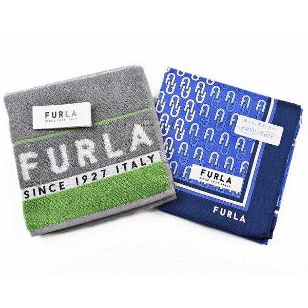 FURLA（フルラ） ハンカチ 2枚 セット メンズ ブランド グレー
