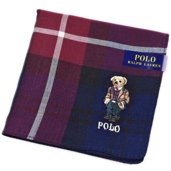 ポロ ラルフローレン ハンカチ 1枚 メンズ ブランド POLO Ralph Lauren 紺 ネイビー × 赤 レッド チェック ポロベア ロゴ