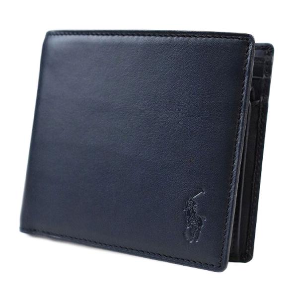 ポロ ラルフローレン 財布 二つ折　メンズ レザー　エンボス　新品未使用品 POLO RALPH LAUREN（ポロ・ラルフローレン） ポロ ラルフローレン 二
