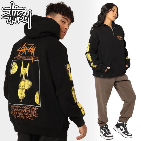 Stussy パーカー ステューシー 海外限定 ハーフジップ スウェット