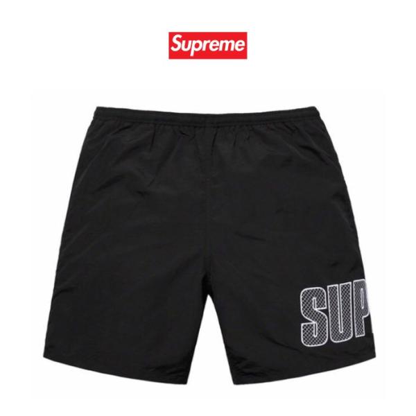 正規品 シュプリーム 水着 Supreme logo applique water short Sサイズ ブラック 水着 ボードショーツ スウィムショーツ ビーチショーツ サンセット サーフトラ