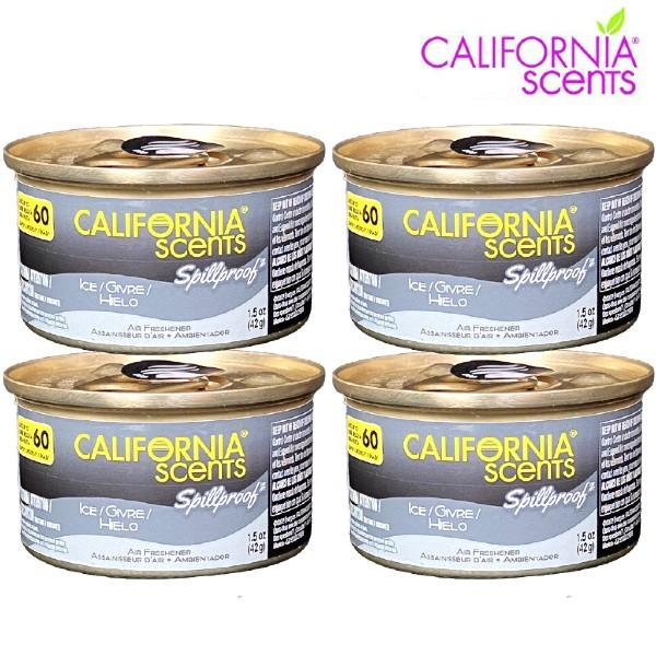 CALIFORNIA SCENTS カリフォルニア・センツ Organic Air Freshener ICE アイス 4缶セット+香りを調整できる純正リッド1枚付き