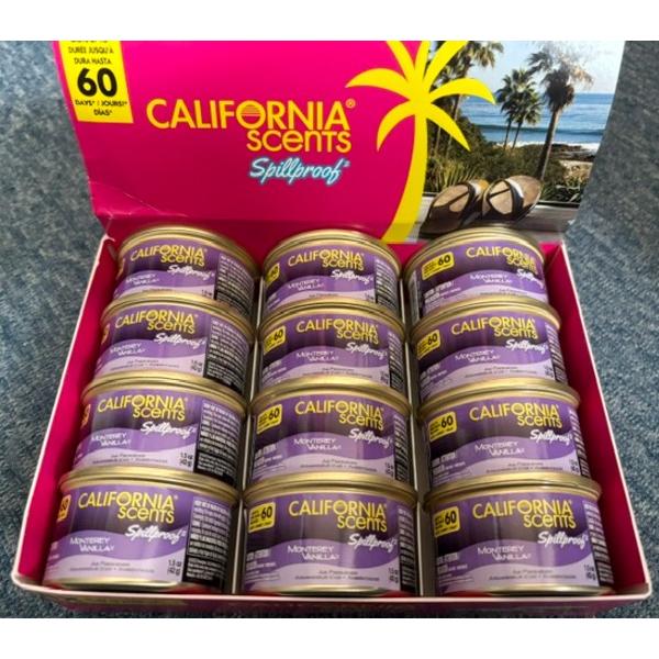 CALIFORNIA SCENTS カリフォルニア・センツ Organic Air Freshener Monterey Vanilla モントレイ・バニラ 12缶+純正リッド1枚付き