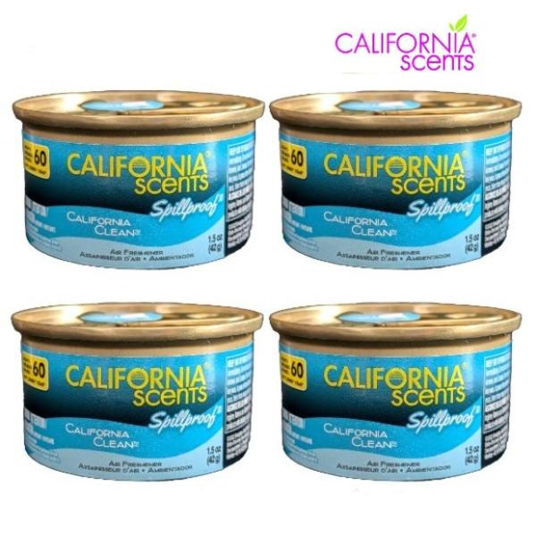 CALIFORNIA SCENTS カリフォルニア・センツ Organic Air Freshener California Clean カリフォルニア クリーン 4缶+香りの強さが調整できる純正リッド1枚付き
