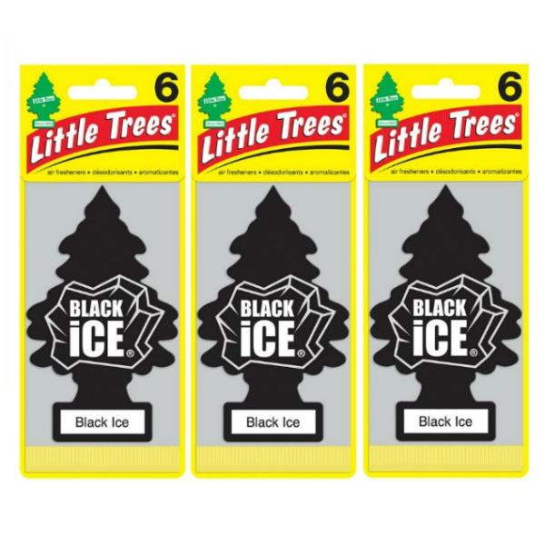 リトルツリー エアフレッシュナー Little Trees ブラックアイス Black Ice 6枚組×3パック （18枚）