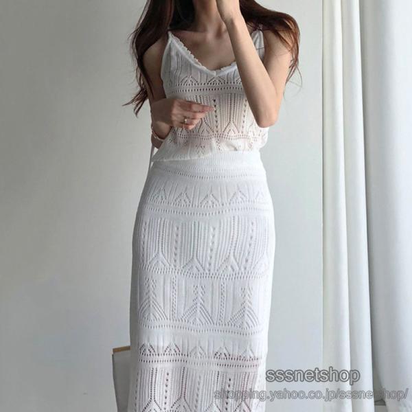 ニットスカート セットアップ レディース 夏服 キャミソール