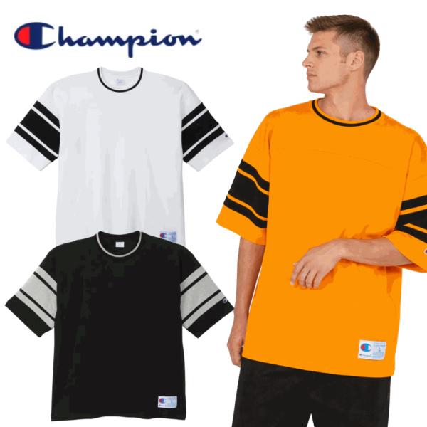 Champion チャンピオン フットボールＴシャツ アクションスタイル ストリート 大きめ ビッグサイズ 厚手 ヘビーウェイト C3-D334 ホワイト ブラック オレンジ