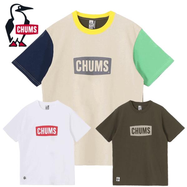 CHUMS Logo T-Shirt チャムス ロゴＴシャツ 半袖 ティーシャツ メンズ CH01-2753 アウトドア ブービー ペンギン 定番 ホワイト カーキ オリーブ クレイジー