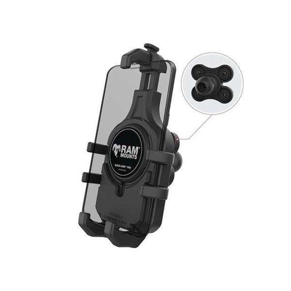 RAM MOUNTS 汎用 電子機器類 クイックグリッププロ クレイドルホルダー（M）防振ダンパーボール付 1インチボール【Vibe-Safe】 ラ…