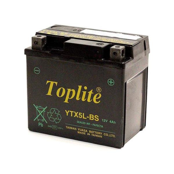 Toplite 台湾ユアサ YTX5L-BS【保証付】バイク用耐震 バッテリー AGM シールド型 液入り充電済み 台湾YUASA 第2ブランド 充電後発送すぐ使える