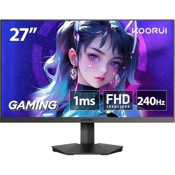 他サイト： KOORUI ゲーミングモニター 27インチ 240Hz 1ms（MPRT) 応答速度 FHD(1920x1080)の商品画像