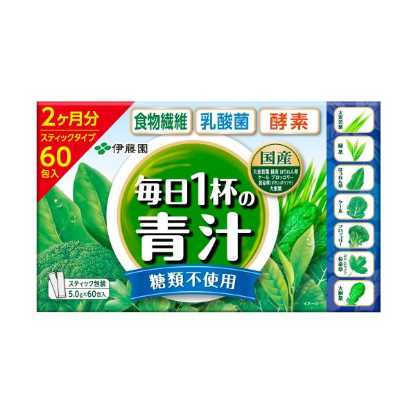 他サイト： 伊藤園 毎日1杯の青汁 乳酸菌 糖類不使用 5.0g×60包 粉末の商品画像