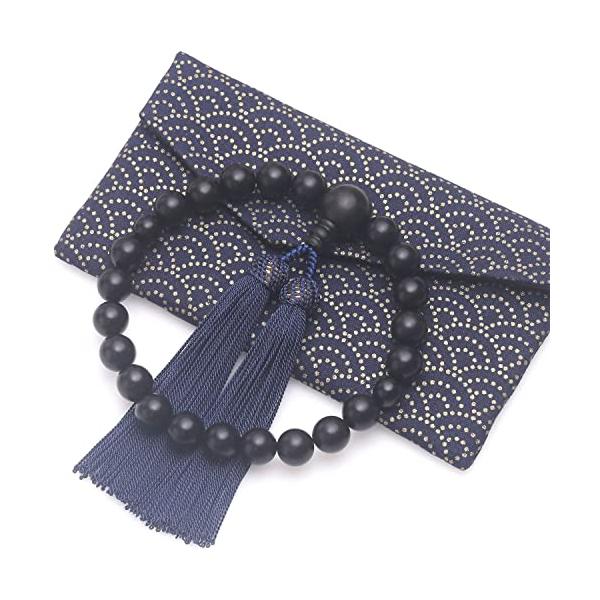 他サイト： [レオビ-　ストア] LEOBEE 数珠 男性用 縞黒檀(艶消) マグネット式数珠袋付き 念の商品画像