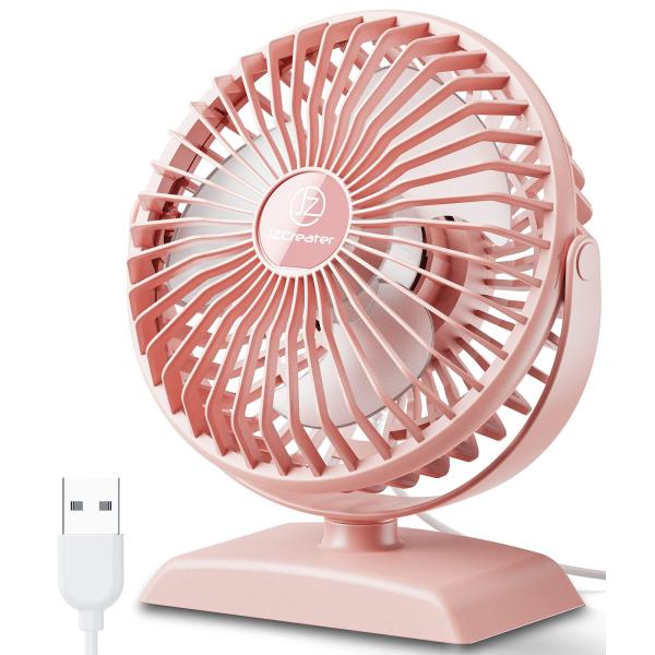 JZCreater 卓上扇風機 静音 USB扇風機 デスクファン 360°角度調節 3
