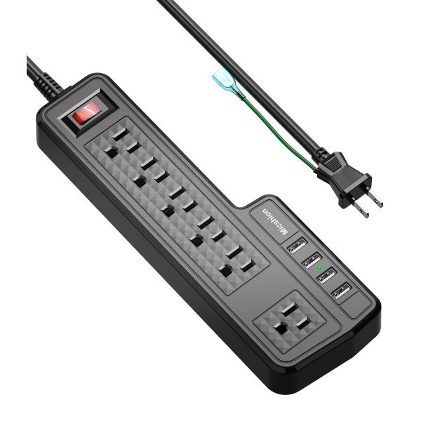 他サイト： Micshion USB電源タップ コンセント 個別スイッチ 6AC充電口（110-240V）＋4USBの商品画像