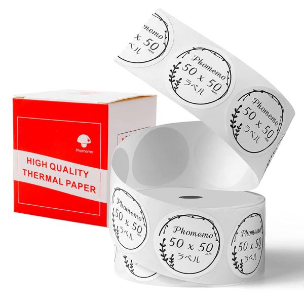 他サイト： Phomemo M110対応 純正 ラベルシール 丸形 50mm*50mm 丸形タイプ 140枚入り/巻の商品画像