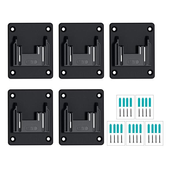 仕様：▼電動工具ホルダー 5 PCS スクリュー20PCS 　拡張チューブ20PCS ▼寸法：9.2 x 7.5 x 2cm ▼1個あたり重さ：40 g ▼材質：ABS+PC ▼カラー：ブラック操作が簡単で、ブラケットは壁に垂直に、または棚...