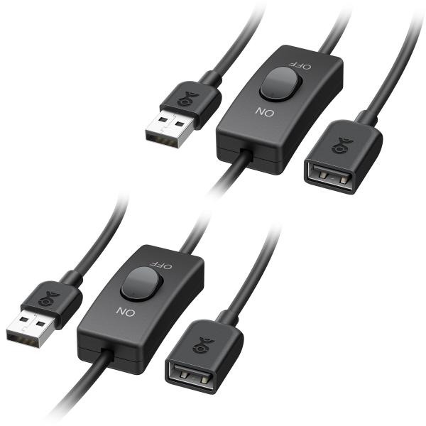 Cable Matters USB 延長ケーブル 0.9m スイッチ付き 2本セット USB2.0 延長ケー