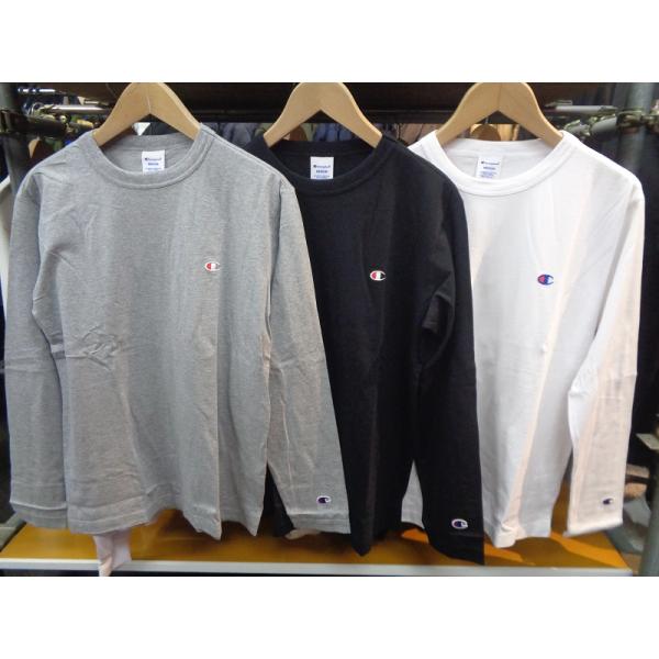 送料￥２００ チャンピオンChampion ベーシック 天竺チャンピオンＣロゴワンポイント刺繍無地ロングスリーブ長袖Tシャツ C3-Y428